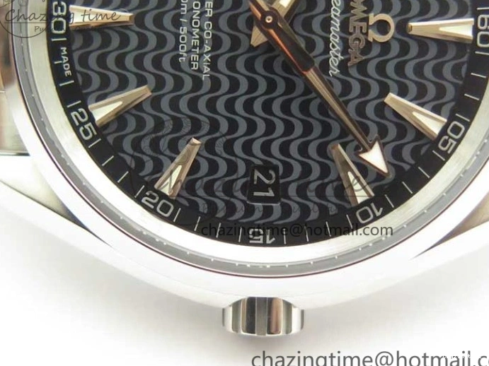 0524 FlexibleFit Aqua Terra 150M SS VSF 1:1 Best Edition Black Wave Textured Dial RG Hand on SS Bracelet A8500 Super Clone 8032